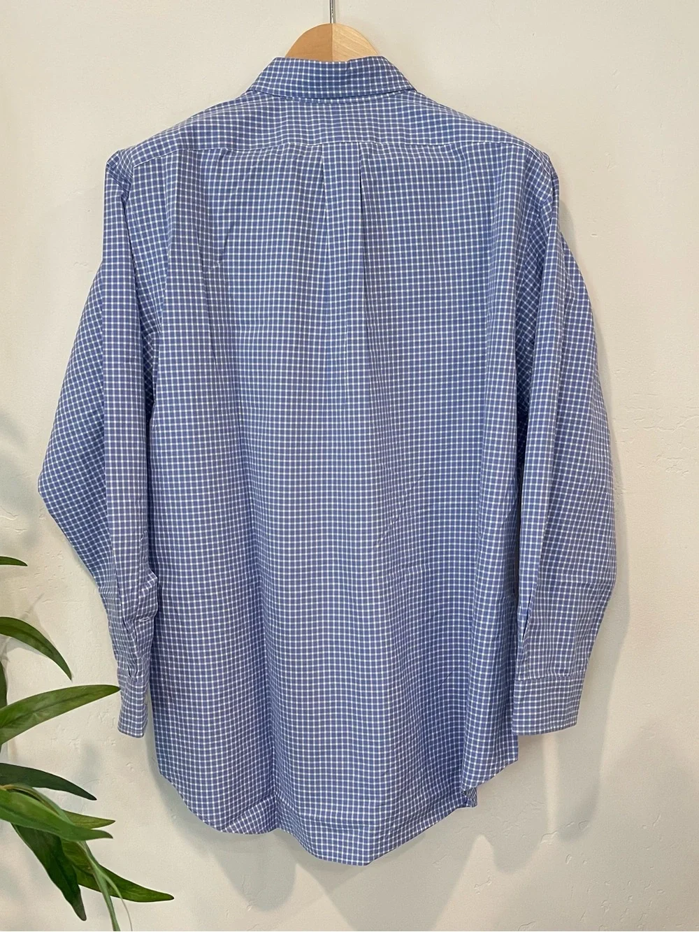 Vintage 90s Polo Ralph Lauren Blue White Gingham Button Down Shirt 16 1/2 32/33